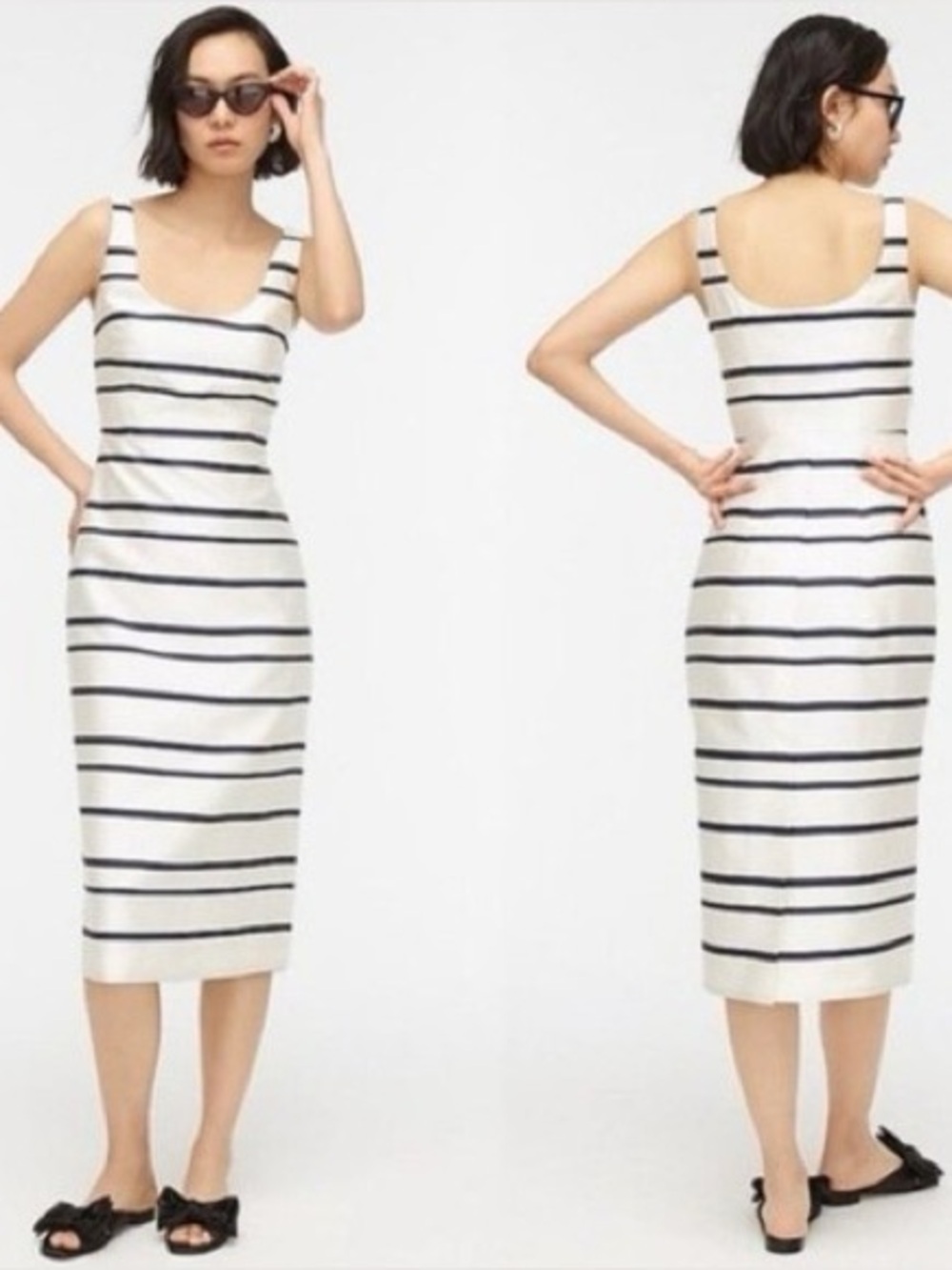 J. Crew Scoopneck Midi Dress in Jacquard Stripe